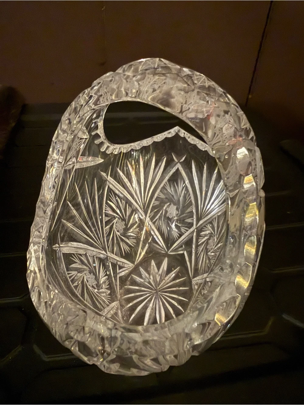 Clear Hand-Cut Glass Vase